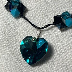 Swarovski Crystal Black AB and Turquoise Hand-knotted Choker